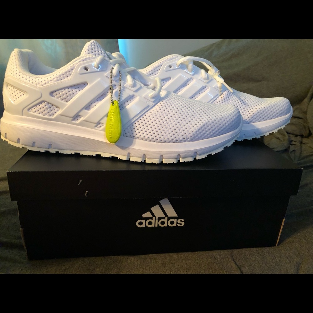 adidas energy cloud mens all white running sneaker